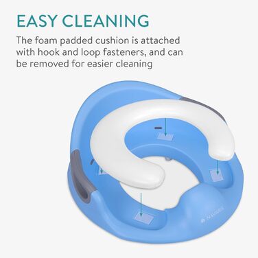 Насадка на унітаз Navaris для дітей (12 міс - 7 років) з антиковзним покриттям, ручками та захистом від бризок - синій