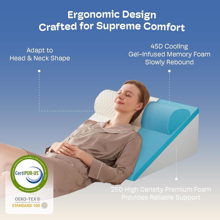 Набір з 4 подушок-валиків ортопедичних з Memory Foam для спини, для сну після операції, з підголовником (7,5 см)