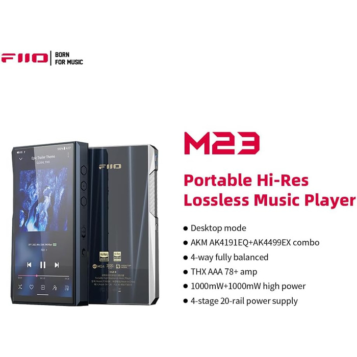 Портативний Hi-Res музичний плеєр FiiO M23, синій