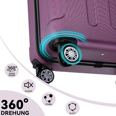 Чохол-валіза BEIBYE з кодовим замком, 4 колеса, середній (66 см), фіолетовий (набір)