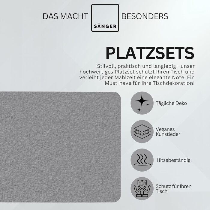 Набір підставок та серветок SÄNGER з екошкіри, 12 шт. (44,5*30 см), вологостійкі, протиковзні, для 6 осіб, антрацит/коричневий