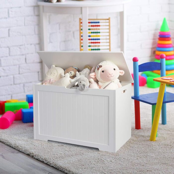 В 1 Дитячий комод для іграшок 113L, відкидний дерев'яний ящик для іграшок з кришкою та бічними ручками, шафа для іграшок для зберігання для дитячої кімнати вітальні, 76 x 40,5 x 48 см, 2