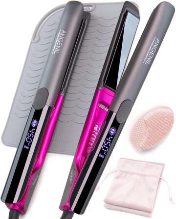 Титановий випрямляч та плойка 2-в-1 ANGENIL Pro Mini для подорожей, сірий (2.5 см) - швидкий нагрів, подвійна напруга