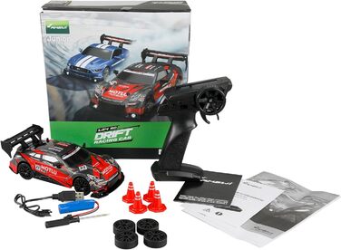 RC Дрифт-кар Drift Racing 1:24 4WD, червоно-чорний, 20 км/год, з підсвіткою, RTR, з пультом, акумулятором та зарядним пристроєм