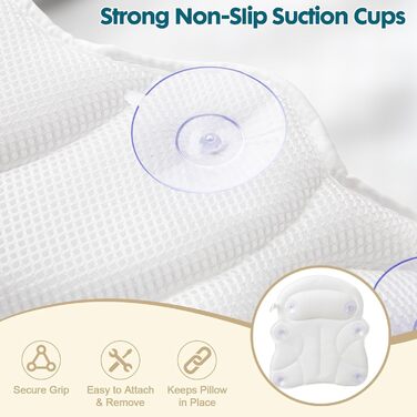 Подушка для ванни 4D сітка, з подарунковою коробкою та мішком для білизни - підтримка голови та шиї, розслабляюча ванна