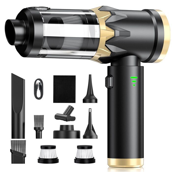 Акумуляторний ручний автомобільний пилосос 4 в 1, потужність 25000Па, безщітковий двигун 105000 об/хв, бездротовий пилосос для авто, офісу, диванів та шерсті тварин