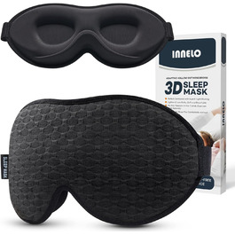 Маска для сну INNELO, 3D очниці, світлонепроникні окуляри для сну, піна з пам'яттю, чорна (60 символів)