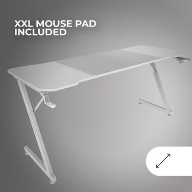 Стол Mars Gaming MGD-ERGOPRO: електричний, регульована висота 73-118 см, карбонова поверхня, металева конструкція, підставка для навушників, керування кабелями, 110x60 см, білий