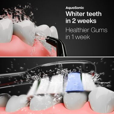 Aquasonic Home Dental Center PRO: електрична зубна щітка та іригатор для догляду за порожниною рота. Здорова посмішка та білі зуби. ADA-сертифіковано, чорний колір