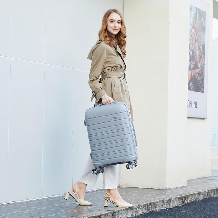 Валіза KONO з TSA-замком та 4 обертовими колесами, набір валіз 3 шт. (білий, сірий)