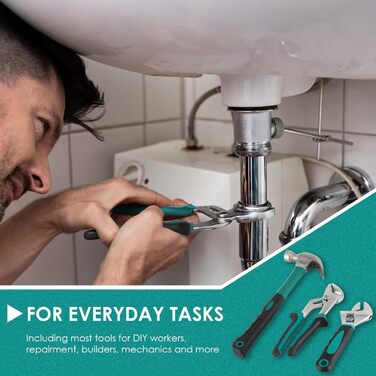 Набір інструментів TLGREEN 198 предметів у кейсі: побутовий, з тріскачкою, набором головок, викрутками, універсальний темно-зелений + чорний