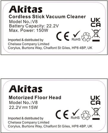 Акумуляторний пилосос Akitas V8 3в1 Акумуляторний ручний і вертикальний легкий акумуляторний літієвий акумулятор 22,2 В 150 Вт для підлоги, килимів, шерсті домашніх тварин.
