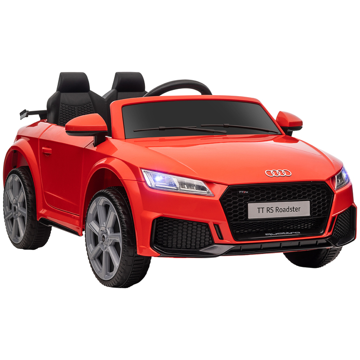 Електромобіль HOMCOM для дітей Audi 12V з пультом дистанційного керування 2,4G, музикою, звуком клаксона, світлодіодною підсвіткою, USB/MP3-роз'ємом, функцією руху назад, для дітей віком 3-5 років, червоний