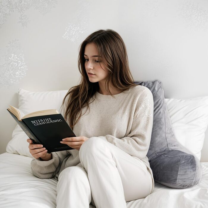 Подушка для читання Oaisz сірого кольору, велика