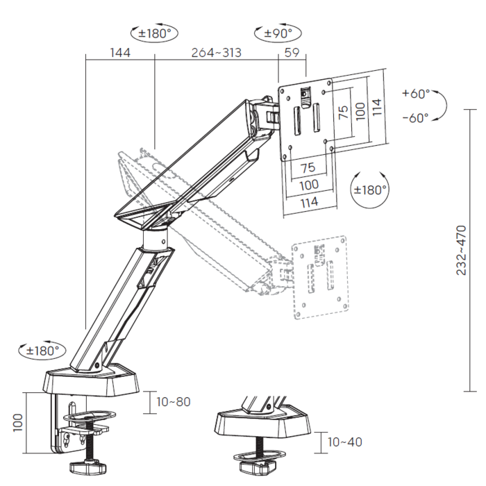 Настільне кріплення для монітора GamePro MAG200W