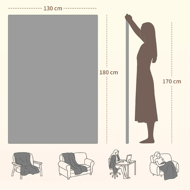 Електричний килимок з підігрівом 180 x 130 см. З 10 рівнями нагріву, таймером на 10 годин, захистом від перегріву та LED-дисплеєм.