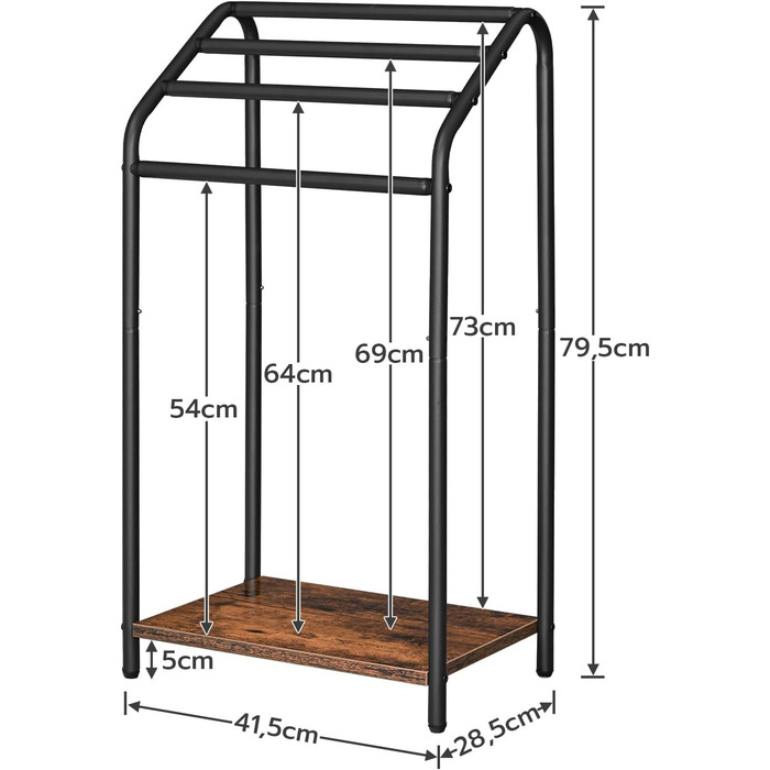 Підставка для рушників HOOBRO, стояча, велика, з 4 перекладинами, 41,5 x 28,5 x 79,5 см, вішалка для одягу, рушників, ковдр, економна, стабільна, в індустріальному стилі