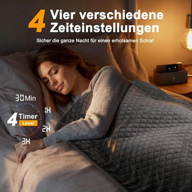 Електричний гріючий килимок XXXL (80 x 60 см) з автовимкненням, 6 температурних режимів, 4 налаштування часу для спини, плечей, живота, ніг, швидкий нагрів, можна прати в машині