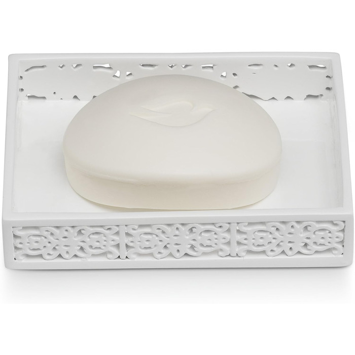 Набір аксесуарів для ванної кімнати Creative Scents – білий та сірий. 4 предмети: дозатор для мила, мильниця, тримач для зубних щіток, чашка.