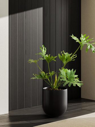 Керамічний горщик для квітів LE TAUCI, 25 см, чорний, з дренажним отвором