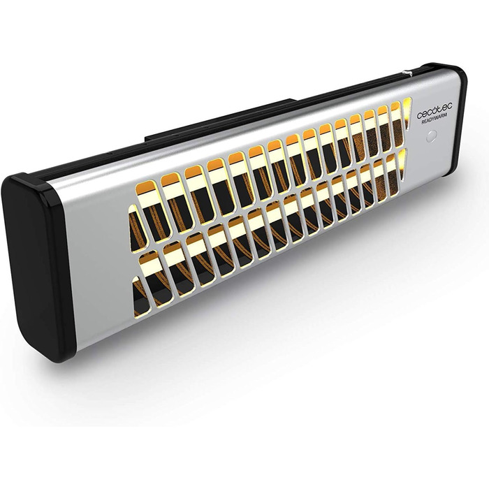 Обігрівач настінний кварцовий Cecotec Ready Warm 7000 Quartz Bath, 1200 Вт, 2 режими, для ванної кімнати, захисна решітка, IP24, 10 м², 16 x 56.5 x 13.3 см