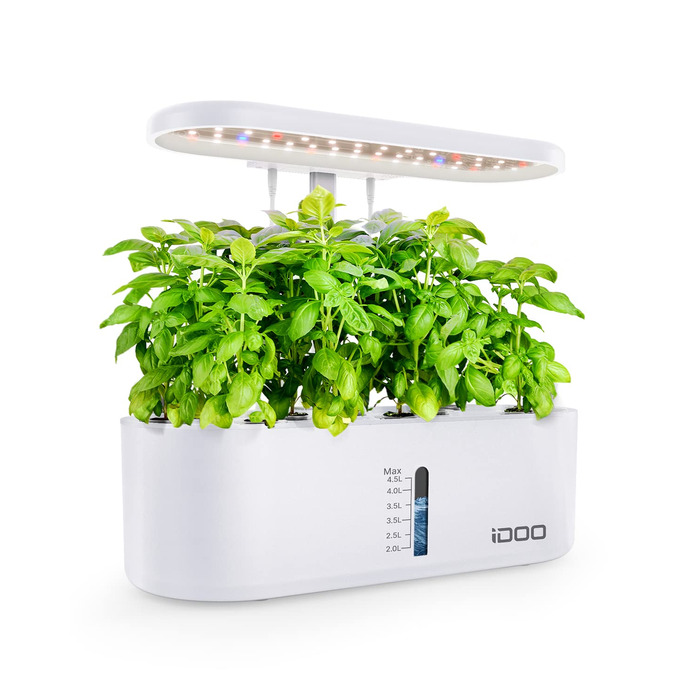 iDOO Система гідропоніки Smart Garden: 10 касет, таймер, LED лампа, вентилятор, регульована висота, для вирощування зелені