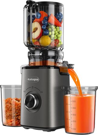 Електричний соковитискач для овочів та фруктів, Slow Juicer, сірий (120 мм, 600 мл)