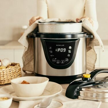 Електричний сковорода-каструля NEWLUX Chef Pot V110, 6L, 10 програм, 1000W, таймер 24год, 2 режими тиску