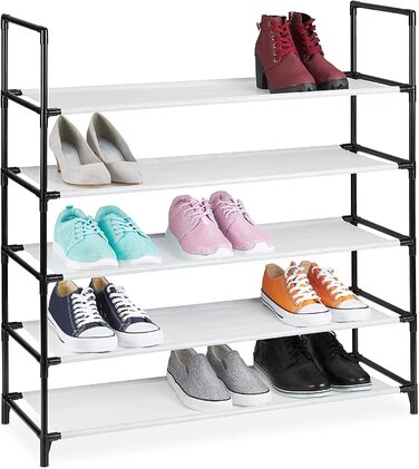 Система розеток для взуття, 5 рівнів, на 20 пар взуття, тканинна підставка для взуття, ШхВхТ 90,5 х 87,5 х 30 см, (білий)