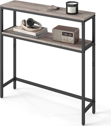 Консоль VASAGLE - вузький столик для вітальні/коридору з 2 ящиками, 20 x 100 x 80 см, сіро-чорний, LNT131B22