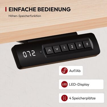 Регульований стіл Sanodesk з бездротовою зарядкою та подвійним мотором, компактний 110x54 см. Стабільний електричний столик для стоячи/сидячи (110 x 54 см, горіх)