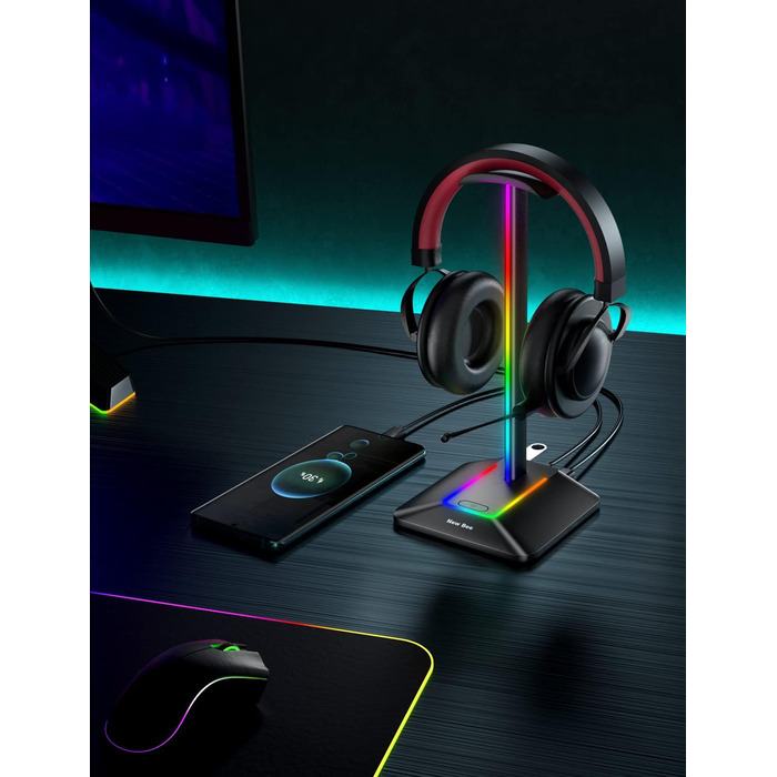 Нова підставка для гарнітури bee RGB із зарядним пристроєм USB-C і передачею даних, універсальна для всіх навушників