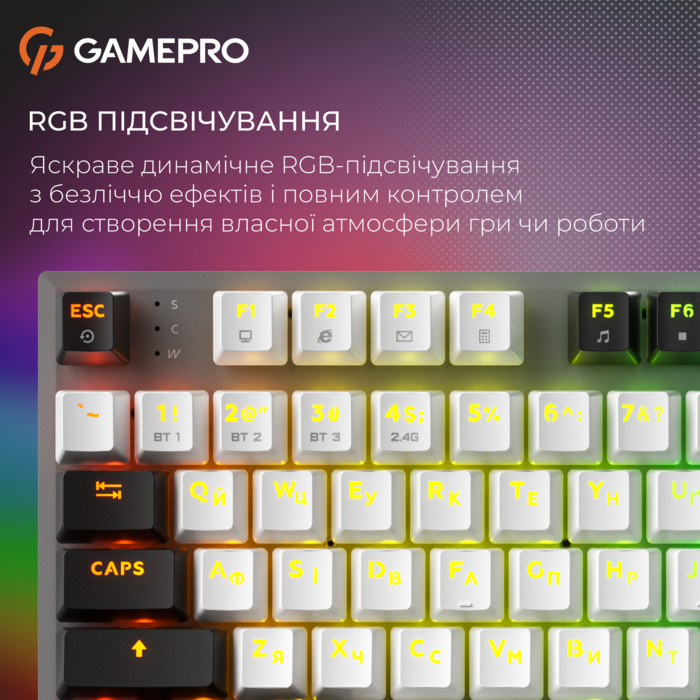 Бездротова механічна клавіатура GamePro Genesis Joker Pro (MK124G) 87% Red switches
