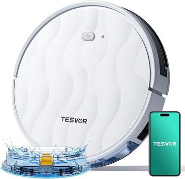 Робот-пилосос Tesvor S8 Pro з функцією миття - 8000Pa, LiDAR-навігація, 240 хв роботи, керування через додаток/Alexa, для прибирання шерсті тварин, килимів та твердих підлог (M2)