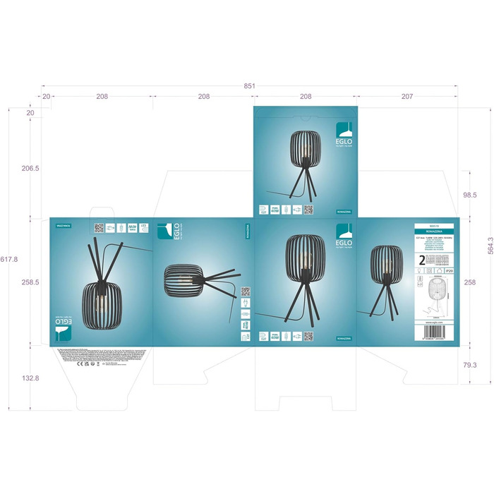 Торшер EGLO Tripod Romazzina, пісочного кольору, штатив, цоколь E27 (настільна лампа чорна)