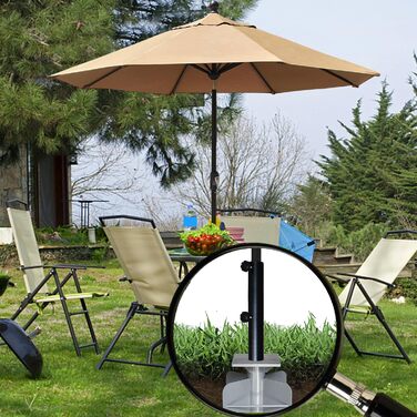 Підставка для парасольки EliteShade, сталева, до 63,5 кг, для ринку, тераси, вулиці, міцна, з мішком для піску (пісок не входить до комплекту), червоно-коричнева