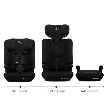 Автокрісло Kinderkraft I-COMFY 76-150 см, Регульоване, Чорне. Система Easy Grow, 5-точкові ремені безпеки, Легке встановлення