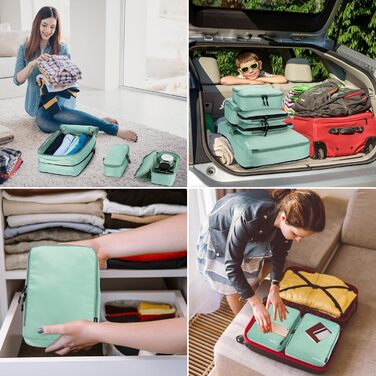 Набір органайзерів для валізи Packing Cubes, дорожні сумки-пакувальники з косметичкою, 8 предметів, зелений