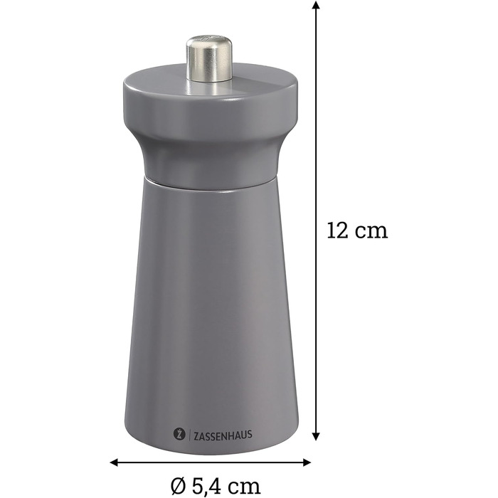 Пісок Zassenhaus WESTERLAND лакована деревина бука Букова фрезерна головка з плавним регулюванням високопродуктивної керамічної шліфувальної машини Подрібнювач для спецій для солі 12 см, Ø 5,4 см (подрібнювач перцю, Granitegrey