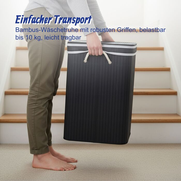 Кошик для білизни Relaxdays з бамбука з 3 відділеннями