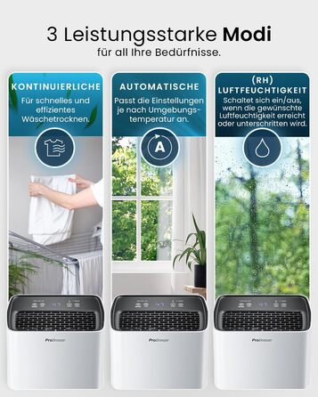 Електричний осушувач повітря Pro Breeze 20L - для дому, від вологи та цвілі, з функцією прання, таймером, фільтром, смарт-додаток, до 35 м²