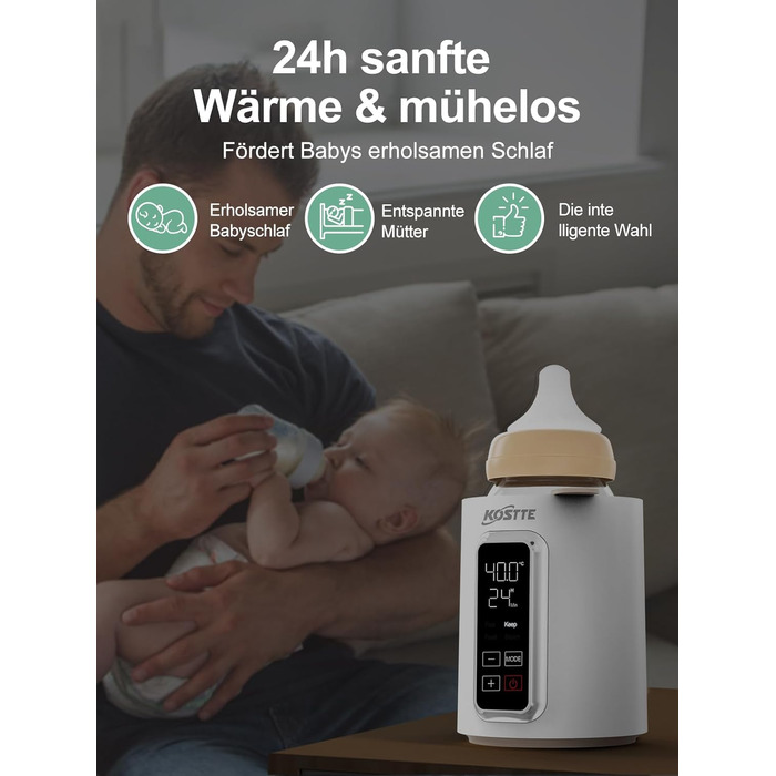 Підігрівач для пляшечок KOSTTE - універсальний, для грудного молока та суміші (білий + чорний)