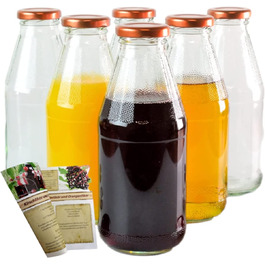 Набір з 20 пляшок для соку gouveo об'ємом 500 мл з кришкою, що загвинчується-маленька скляна пляшка об'ємом 0,5 л з кришкою TO43-порожня пляшка для наповнення кухні та будинку (06 шт., бронзовий колір)