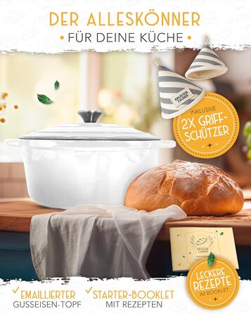 Форма для випікання хліба з чавуну з кришкою Krustenzauber, 28 см, 4.7л, емальована