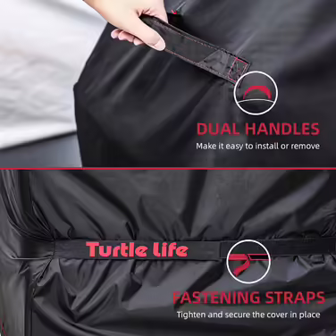 Чохол для гриля Turtle Life 52'' водонепроникний, для газових грилів Weber, Char-Broil, 3 пальники, чорний, преміум-якість