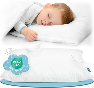 Подушка для дитини CALMONT Kinderkopkissen, 40x60 см, бавовняний чохол, сертифікат Oeko-TEX, Made in Europe