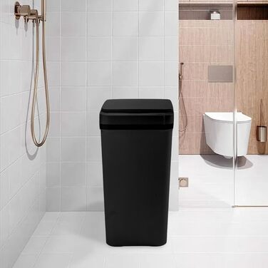 Чорний автоматичний смітник 8L з датчиком - для ванної кімнати, кухні, безшумний, сенсорний, вологостійкий