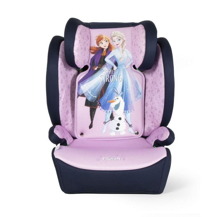 Автокрісло Disney Frozen з ISOFIX для дівчаток 100-150 см з Ельзою, Анною та Олафом на фіолетовому