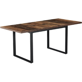 Розсувний обідній стіл B&D Home Anna | 120-160 x 80 см | на 4-6 осіб | з масиву дерева Texas-Eiche | чорне металеве підстав'я | для кухні та їдальні | стиль скандинавський, індустріальний