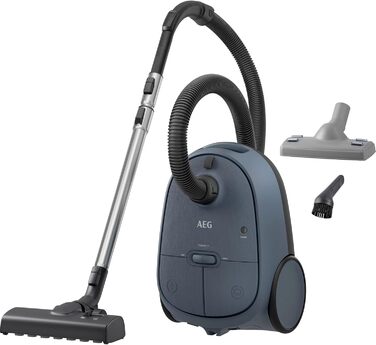 Пилсос AEG CLEAN 6000 з мішком, висока потужність, насадки, 55% перероблений пластик, для власників домашніх тварин, чищення м'яких меблів, радіус дії 12 м, 850 Вт, блакитний, AB61C2DBS Матовий блакитний